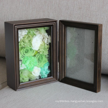High Quality  Custom 3D Solid wood Baby handprinting DIY shadow box photo frame home decor folded photo frame